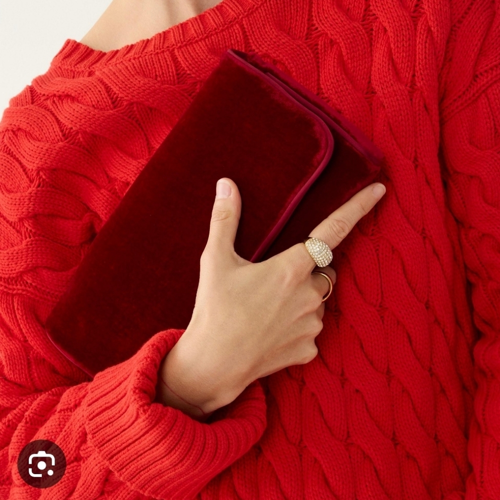 J. Crew Red Velvet Clutch